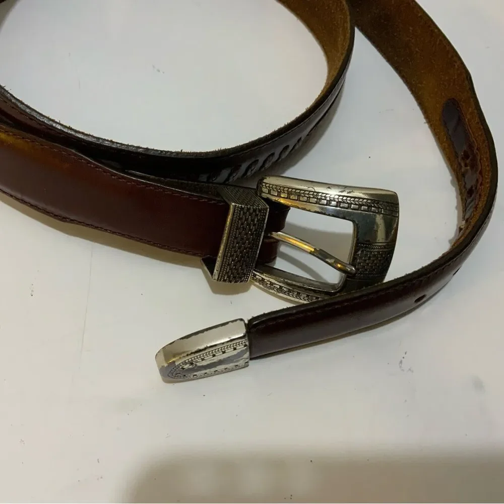 Onyx by Brighton Men's Salina Brown Braided Western Belt Size:42